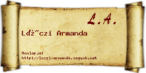 Lóczi Armanda névjegykártya